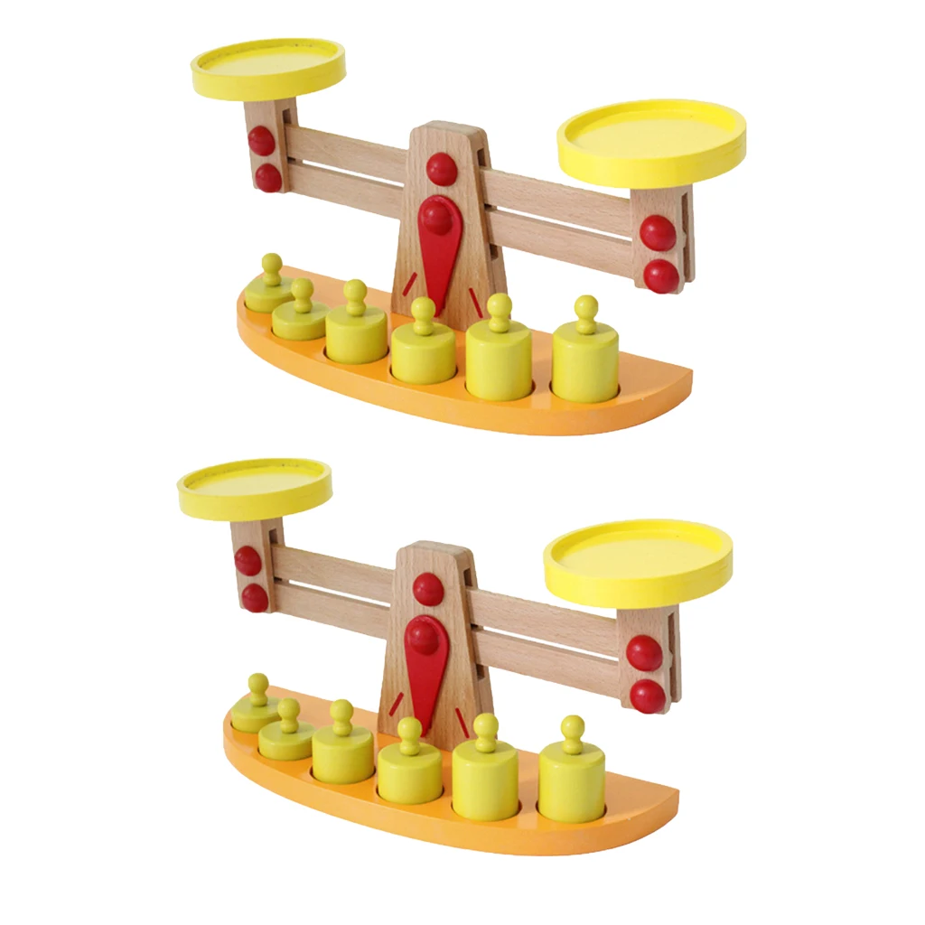 

2 Set Wood Developmental Balance Scale Preaschool Math Learning Toy Mathematics Early Educational Toy Balance Game for Kids