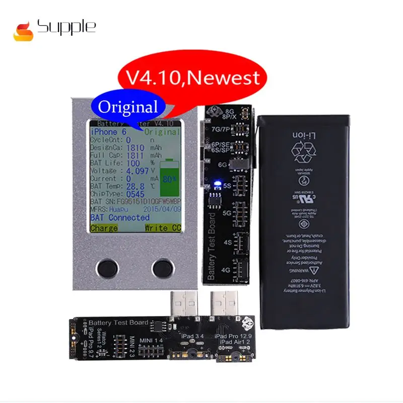 

Newest Battery Tester For iPhone X 8 8P 7 7P 6 6P 6S 6SP 5 5S 4 4S for ipad 3 4 Air 1 2 pro9.7 Battery Checker a Key Clear Cycle