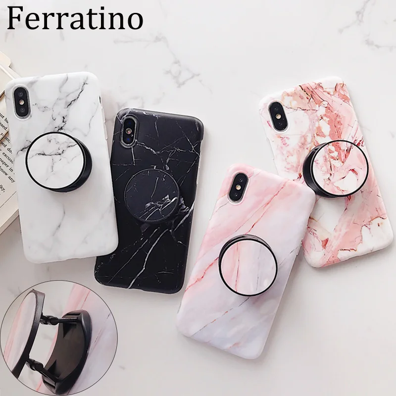 

Luxury Marble Foldable Kickstand Holder Phone Case For iPhone 7 8 Plus X 6 S Plus Soft Silicone Case For iPhone XR XS Max Coque