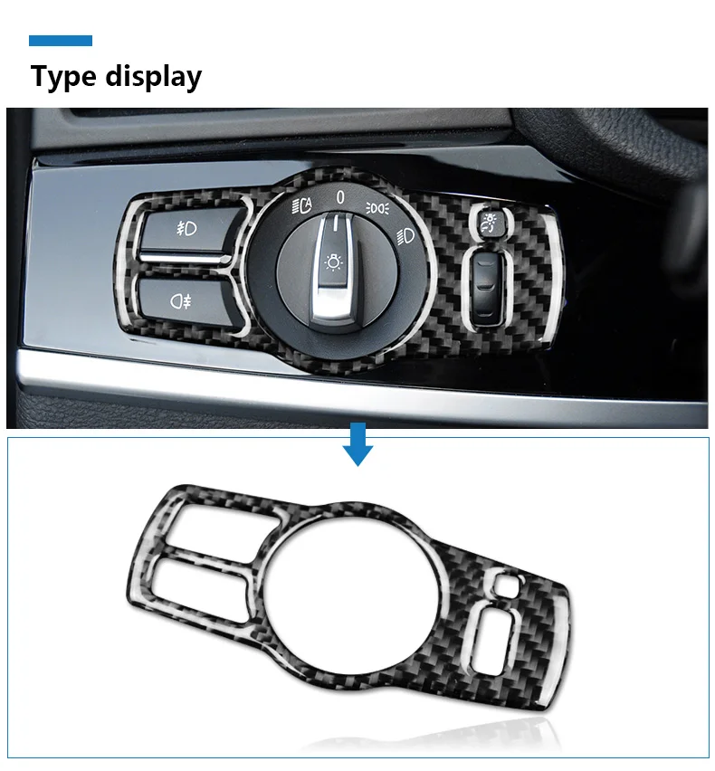 for BMW F10 F07 F01 F25 F26 LHD Carbon Fiber Car Headlight Switch Cover Trim Stickers 5 Series Accessories Car Styling (2)