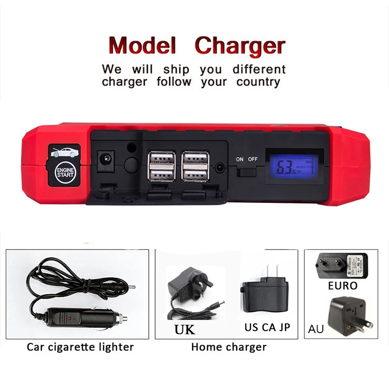 JKCOVER 68000mWh 800A Car Jump Starter for Petrol Car Battery Charger Emergency 60C Discharge Auto Starting High Power Pack Bank