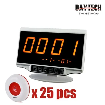 

DAYTECH Restaurant Paging System Wireless Calling System Waiter Caregiver Pager 1PC LCD Display 25PCS Waterproof Call Buttons