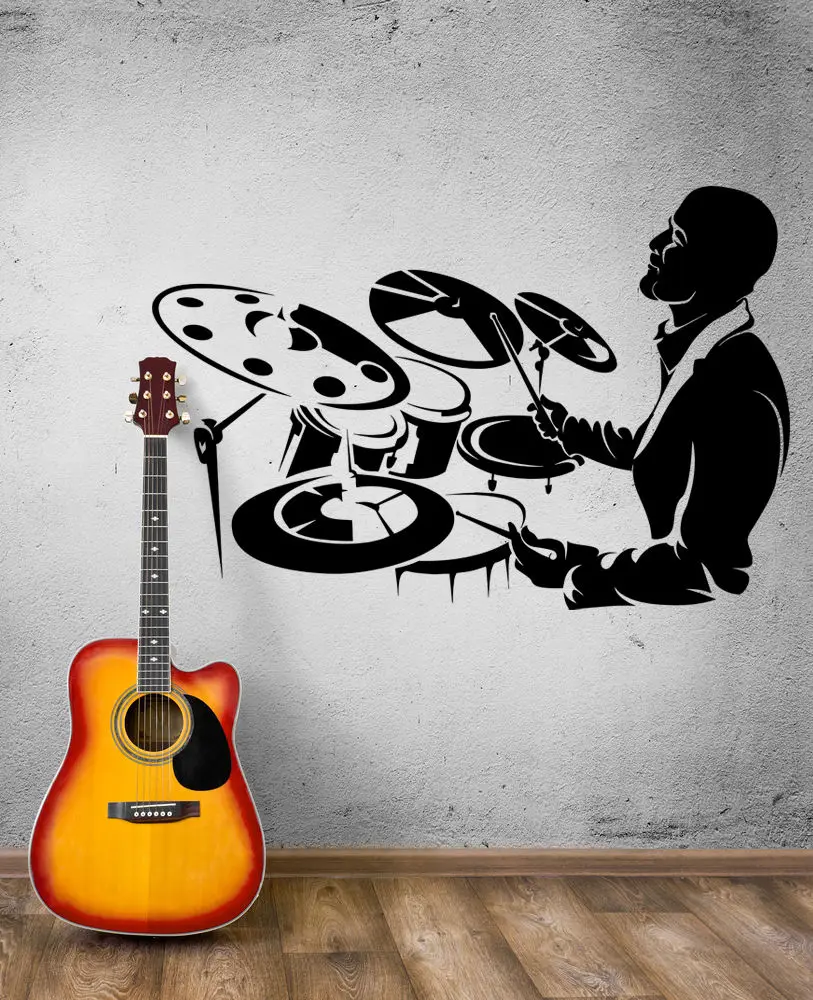 Free shipping music wall sticker popular Wall Decal Music Drummer Jazz
