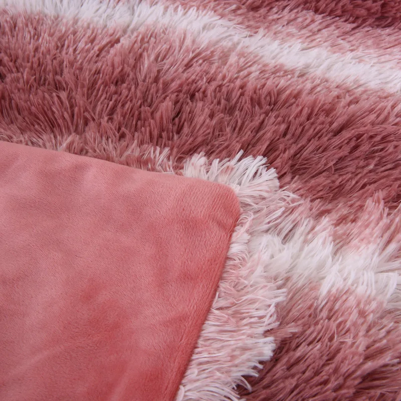 Плюшевое меховое Флисовое одеяло Minky из полиэстера в полоску с принтом из искусственного меха, одеяло для дивана и кровати