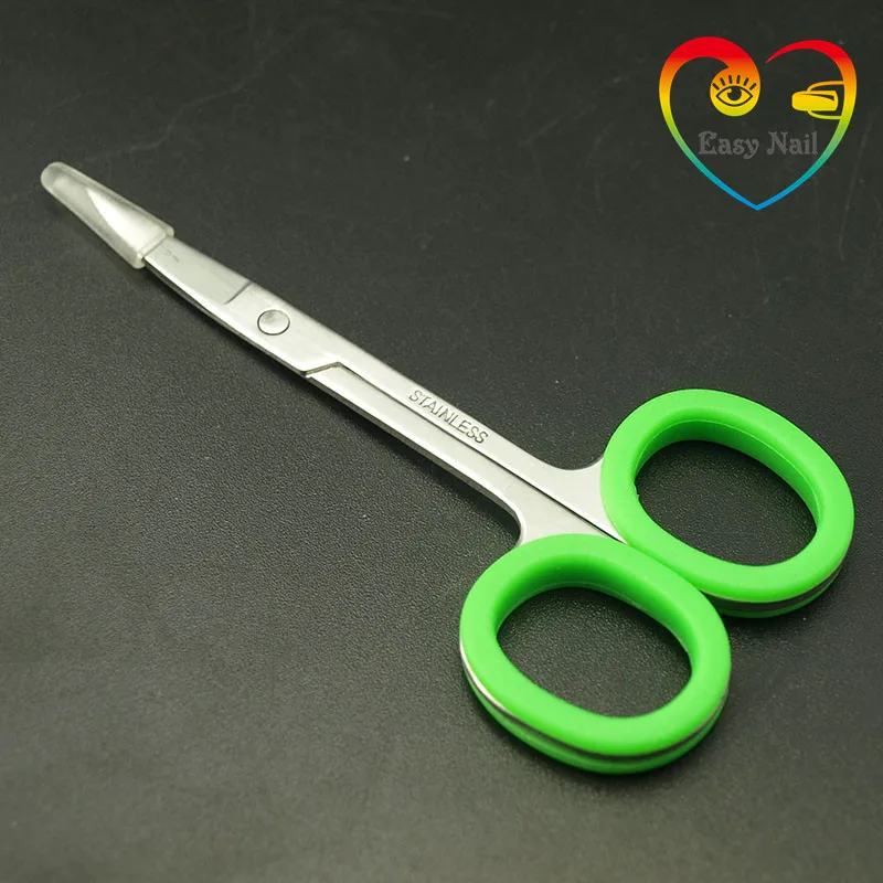 

EasyNail 2pcs Stainless Steel with Green Silicone Ring Eyebrow Trimmed Makeup Tools Beauty Scissors Gauze Cut,cuticle Scissors.
