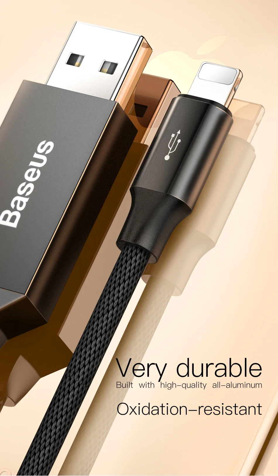 Baseus нейлон 5 м USB кабель для iPhone 7 7 S Plus 2A Быстрая зарядка кабель Реверсивный для Apple iPhone зарядное устройство X 8 плюс USB кабель