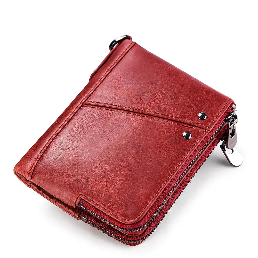 

HOT Fashion Women Wallet Genuine Leather Zipper Design Female Short Rfid Purse With ID Card Holder Coin Pockets Mini Walet