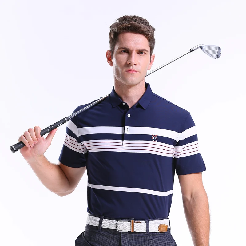 2018 رجل الغولف قميص قصيرة الأكمام الرياضية جولف الملابس 2 الألوان جولف الملابس S-XXL الرجال جيرسي الغولف ارتداء قميص مخطط قمم