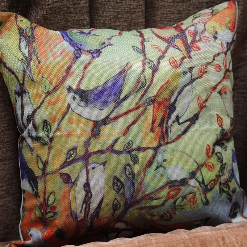Kiwiberry High Quality Creative Fashion Bird Home Decor Sofa Linen Cushion Cover Home Decorative Pillows Decoration Accessories