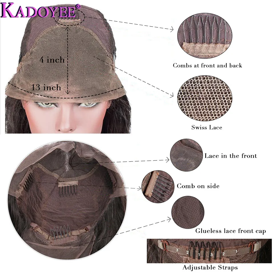 KADOYEE Волосы горячие кудрявые кружева передние человеческие волосы парик