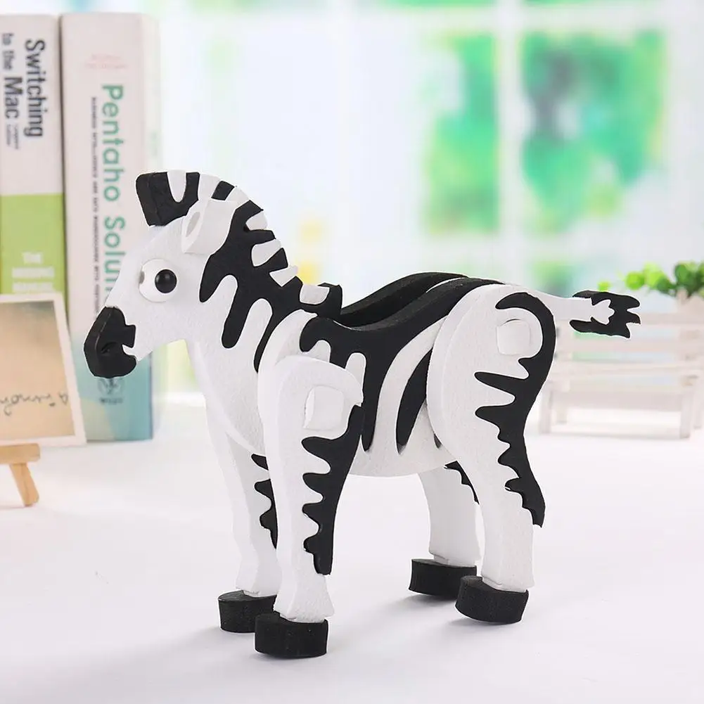 Милые дети мультфильм животных 3D Интеллект головоломки раннего обучения игрушка зебра образования Jigsawe собрать игрушки