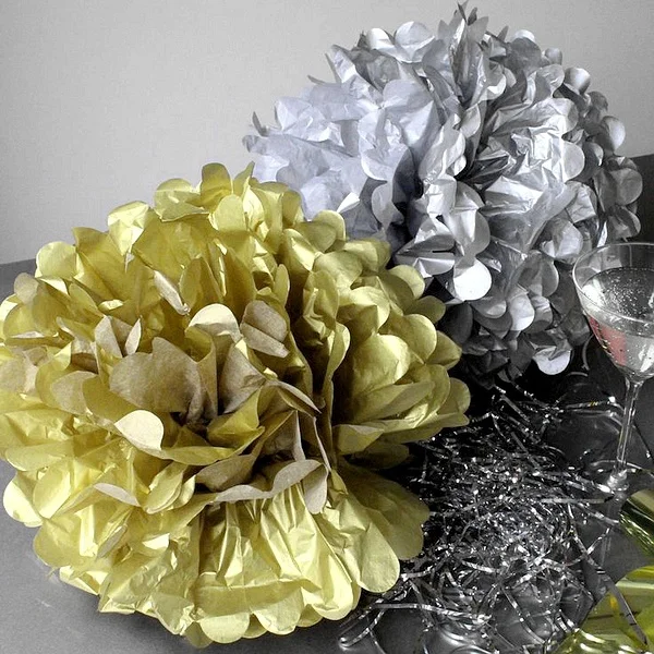 5 шт. 10 дюймов металлический Золотой/Серебряный круг GarlandTissue Pom Poms бумажный цветок