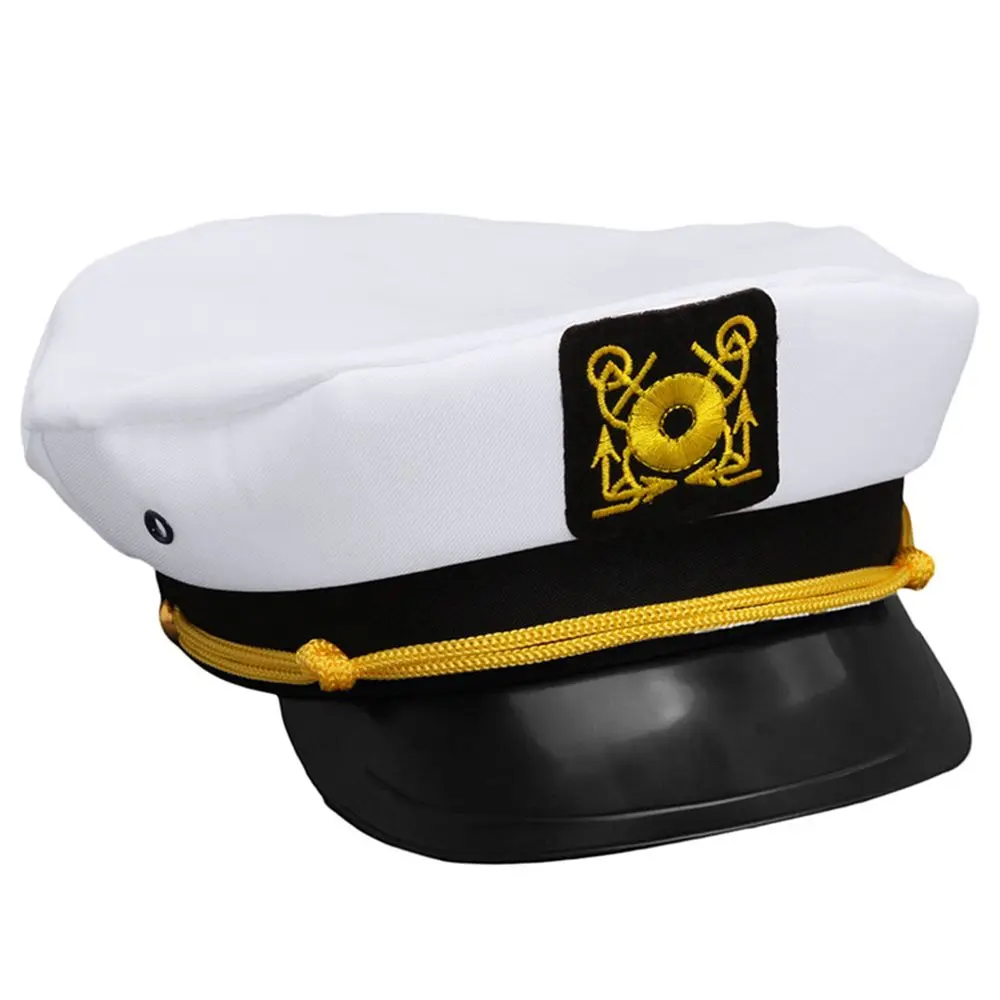 Винтажный Белый Регулируемый шкипер моряки темно-синяя кепка для лодок Военная Кепка Для Взрослых нарядное платье унисекс
