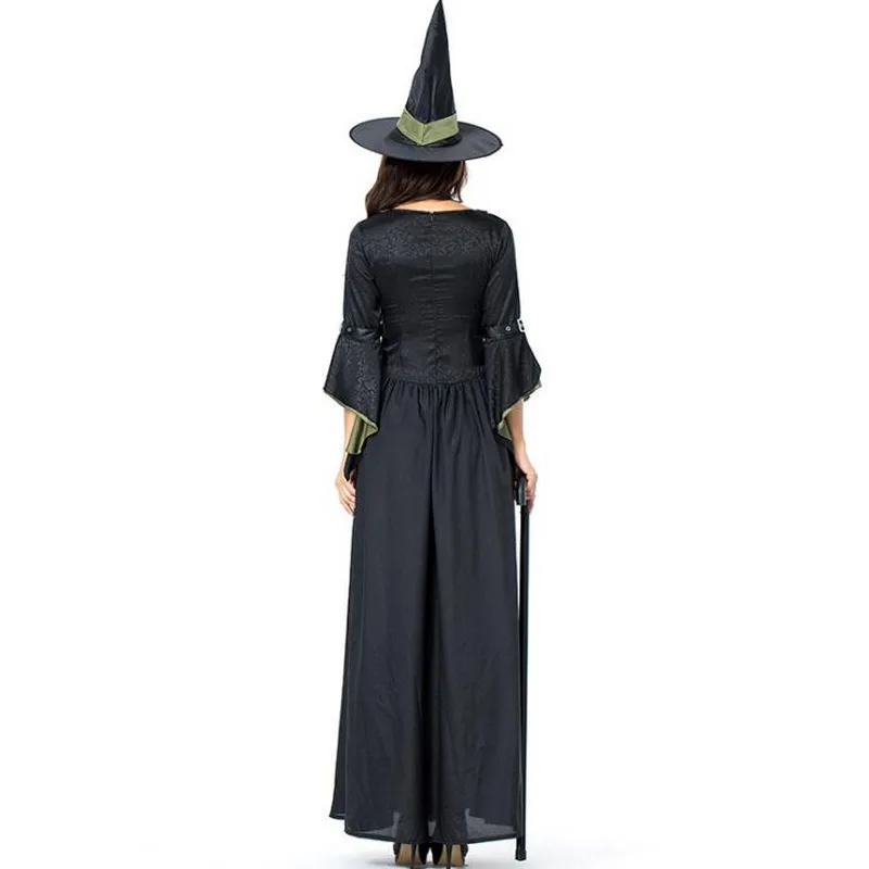 Костюмы ведьм на Хеллоуин бар Детский костюм для вечеринок для Для женщин Костюмы для взрослых длинное платье + шляпа карнавал этап