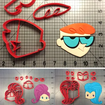 

Cute Face Cookie Cutters Custom Made 3D Printed Dexters Laboratory Dext Biscute Cutter Fondant Cake Decorating Cookie Cutter Set