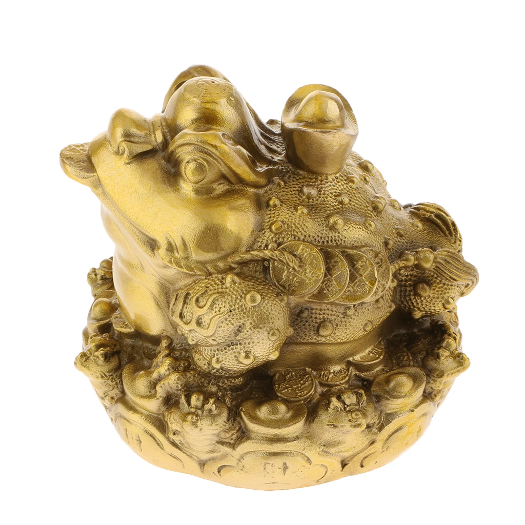 Feng Shui Toad Money LUCKY Fortune Wealth Chinese Golden Frog Toad Coin Home Office Decoration Tabletop Ornaments Gifts