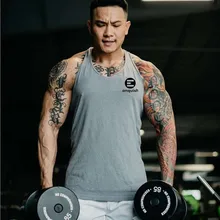 Новые хлопковые спортивные рубашки без рукавов, майка для бега, мужская рубашка для фитнеса, фуфайка для бодибилдинга, форма для гимнастики, для фитнеса, для мужчин I-shaped