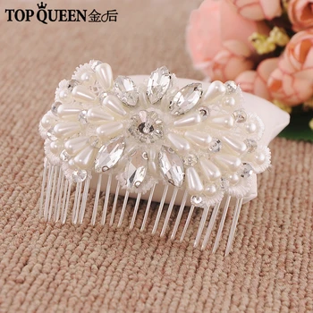 

TOPQUEEN H35 Handmade Pearl and Crystal Beaded bridal hair combs headdress wedding hair comb wedding hair ornaments