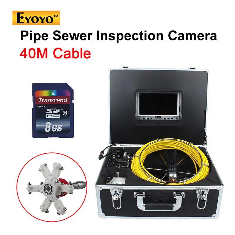 Eyoyo 7D1 23 мм 40 м 7 дюймовый ЖК экран змеевидный промышленный трубопровод DVR