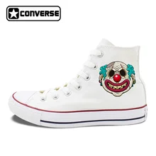 All Stars Shoes Men’s Converse Creepy Scar Clown Hand Painted Shoes for Women High Top Canvas Sneakers Classic Chuck Taylors