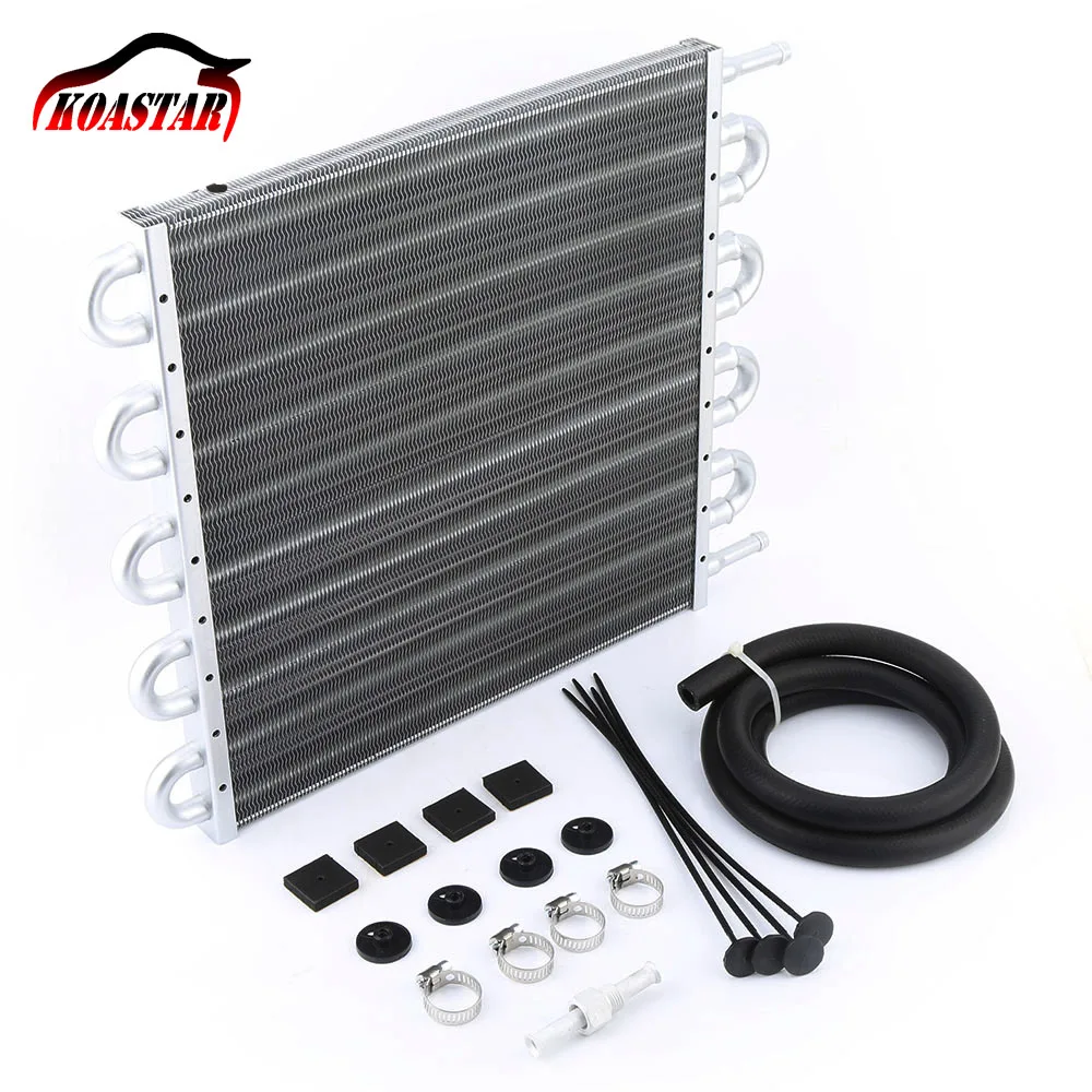 

10 Row 6 AN Aluminum Racing Engine Transmission Oil Cooler Kit For Universal Car Silver