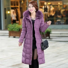 Размера плюс M-5XL для мамы одежда для людей в возрасте от пятидесяти до шестидесяти лет Сапоги выше колена дизайн длинное пальто для женщин больших размеров утепленная верхняя одежда