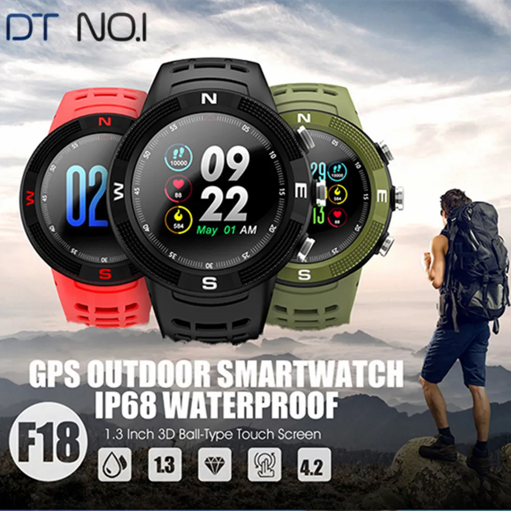 № 1 F18 Смарт часы gps Спортивные Bluetooth мониторинг сна Smartwatch для Для мужчин