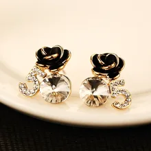 Эмаль роуз кубический циркон письмо 5 люкс небольшие серьги Kpop милые серьги классический известный дизайнер ювелирных изделий для женщин cережки серёжки серги серьга серьги и ювелирные изделия бижутерия oптом