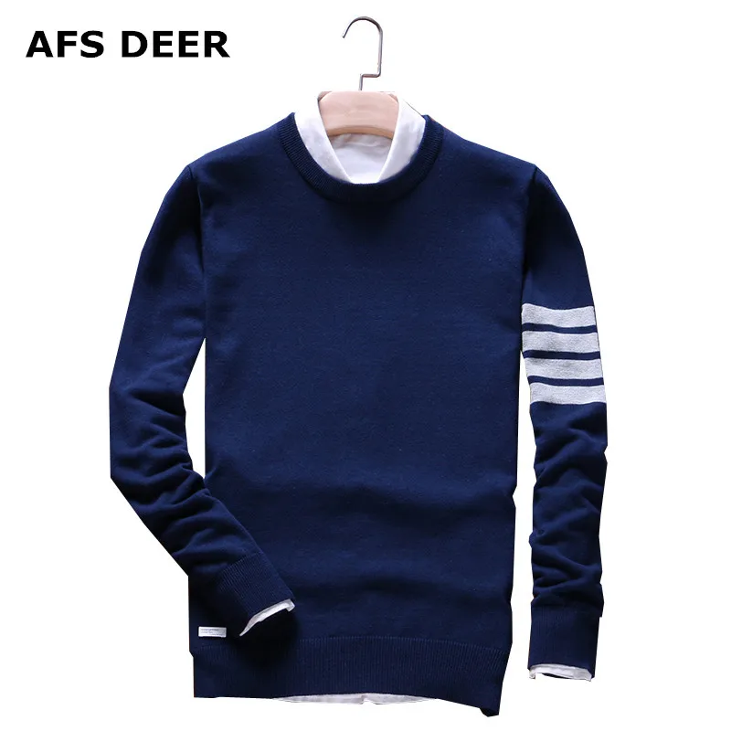 2017 new Fashion Brand Casual Sweater O Neck Striped Slim