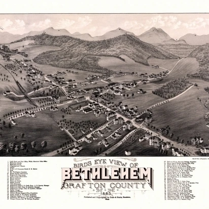 Old Map of Bethlehem New Hampshire 1883 Graftson County Poster Print (36 x 54)