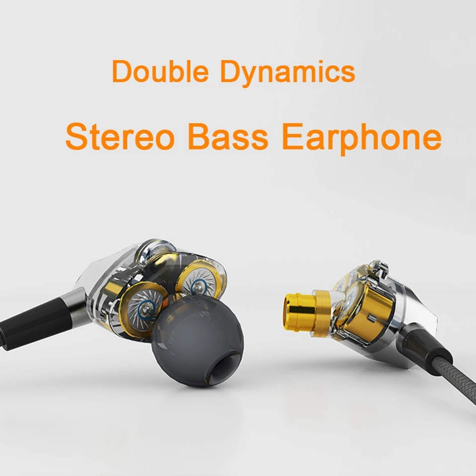 WhaY 3.5mm In ear Earphone Stereo Bass Earbuds with Mic Wired Headset for iPhone 6s xiaomi samsung sony Double Driver earphones (2)