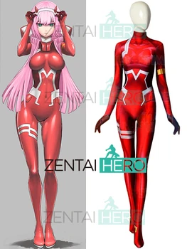 

Free Shipping 3D Printed Custom Made Zero Two Darling in the Franxx Cosplay Costume Lycra Spandex Halloween Zentai Bodysuit