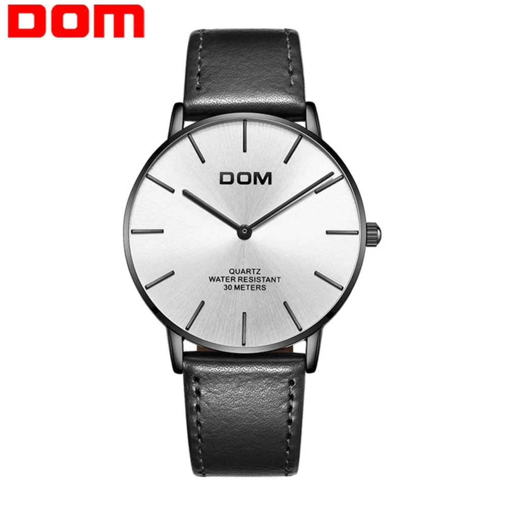 

DOM Mens Watches Top Brand Luxury Fashion Simple Wrist Watches Male Leather Strap Waterproof Watch Relogio Masculino M-36BL-7MT
