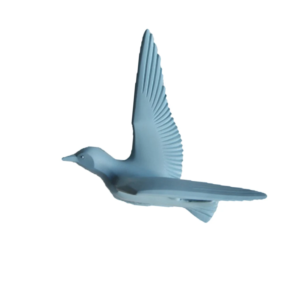 5pcs Nautical Resin 3D Birds Wall Art Murals Flying Seagull Sculpture Bedroom Wall Stickers DIY Home Hotel Decor Blue