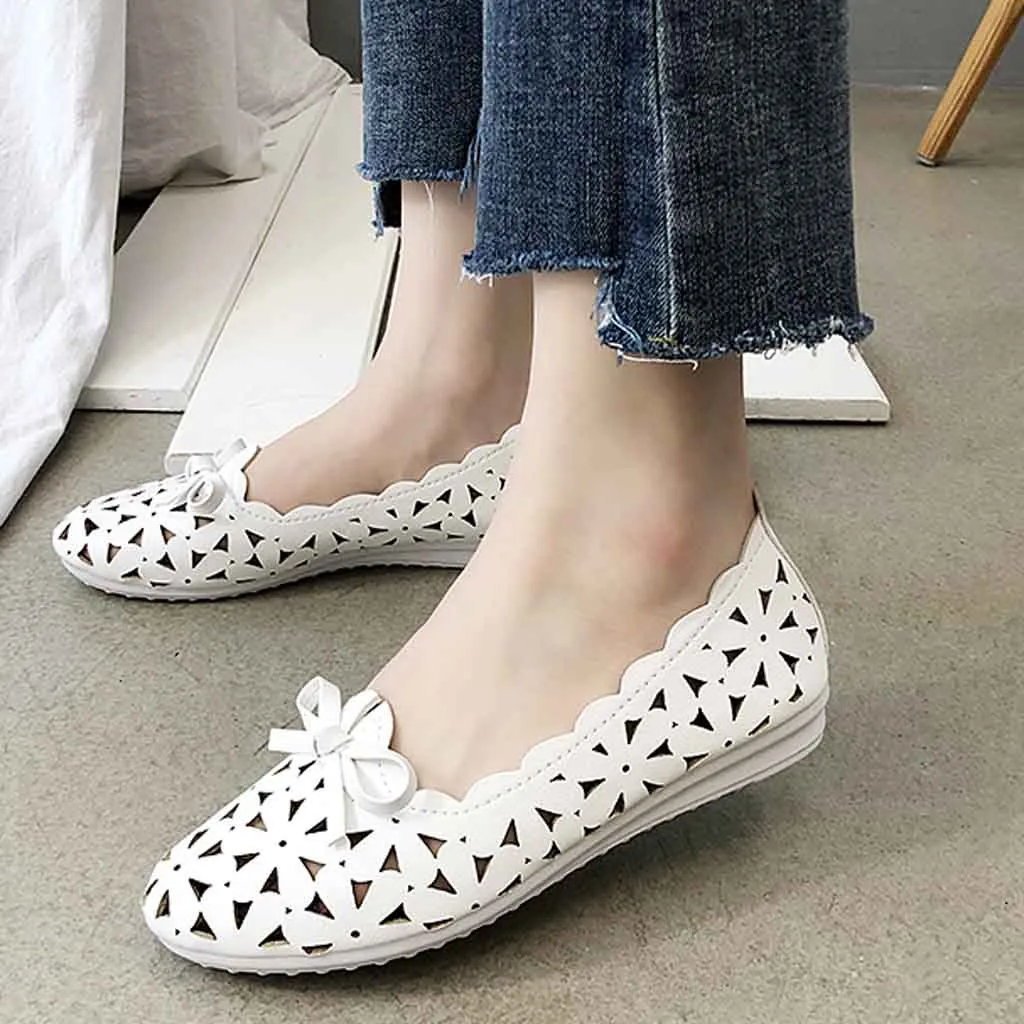 YOUYEDIAN Big size spring women flats shoes women leather flats ladies shoes female cutout slip on flat loafers Women Shoes#g40