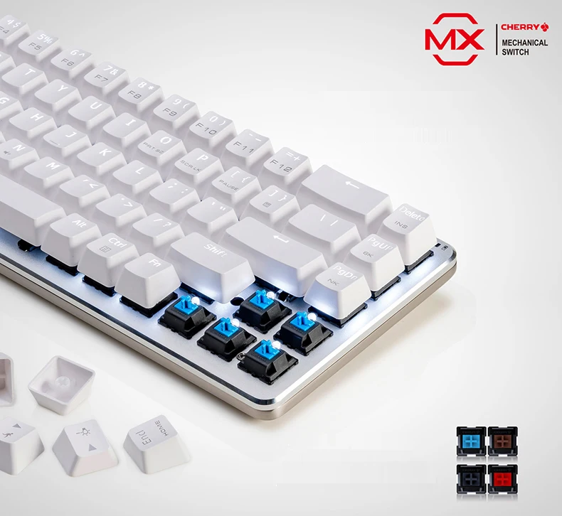 New Arrival Ajazz Zinic teclado wireless keyboard aluminum plate 68 keys white backlit dual-mode bluetooth gaming keyboard cherry switch (4)