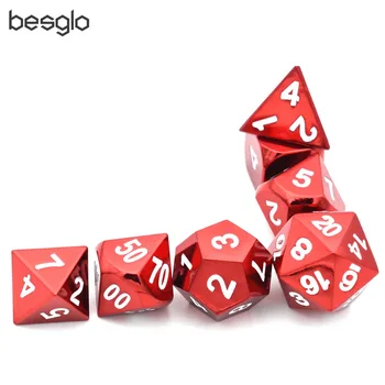 

7-Die Metal Polyhedral Dice Set DnD Role Playing Game Dice Set with Drawstring Pouch for RPG Table Games