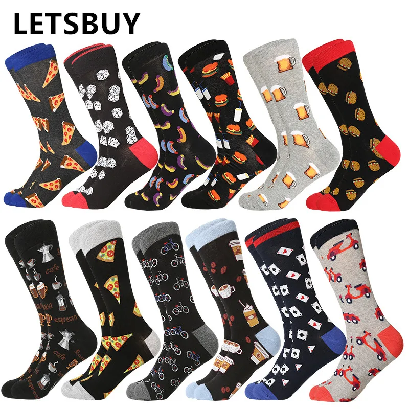 

LETSBUY 12pairs/Lot dropshipping mens funny socks Combed Cotton Crew socks for christmas socks