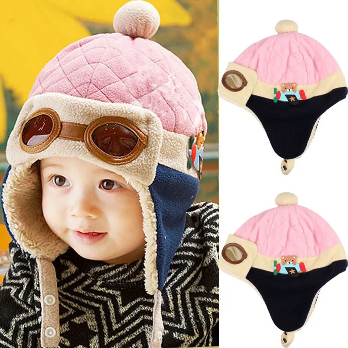 MUQGEW/осенне-зимняя теплая шапка для маленьких мальчиков и девочек; шапка для детей; вязаная шапка-ушанка для пилота; хлопковые Шапки для малышей