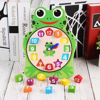 

Wooden Educational Clock Cognition Pairing Toy Children Clock Building Blocks Baby Montessori Digital Clock Teaching Aid
