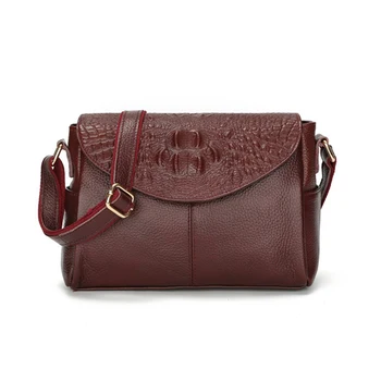 

Genuine Leather female fashion handbags women shoulder messenger bag top layer cowhide crocodile bag casual ladies Crossbody bag