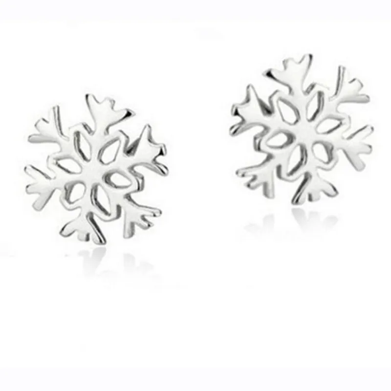 Рождественский подарок темперамент Новая мода 925 пробы серебряные ювелирные изделия Снежинка простые изысканные серьги SE46