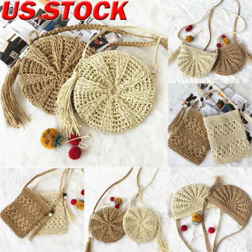Vogue Womens Summer Paper Straw Tote Bag Beach Shoulder Bag Crossbodybag
