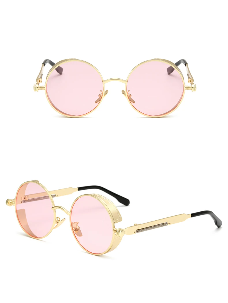 men vintage round steampunk sunglasses clear lens 1889 details (4)