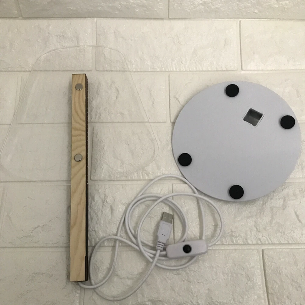 3D эффект стерео видения светодиодный настольная лампа деревянная поддержка акриловый Абажур Светодиодный светильник для гостиной спальни лампа для чтения с usb-разъемом