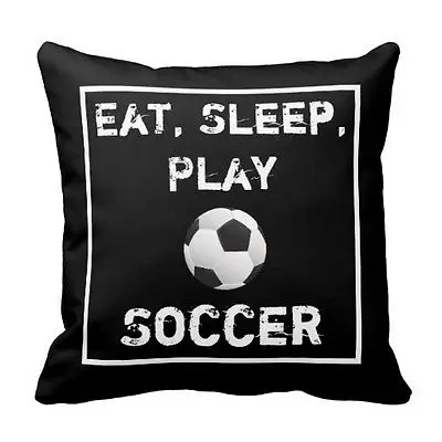Novelty Fun Cool Throw Pillow Case Eat Sleep Play Soccer Cushion Cover Black Custom Football Boy Child Gift Home Decoration 18&quot | Дом и