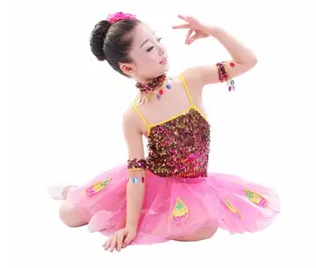 

sequin Latin Dance Dress Children Kids vestido baile latino Dance Costumes For Cha Cha/Rumba/Samba/Ballet dress green pink