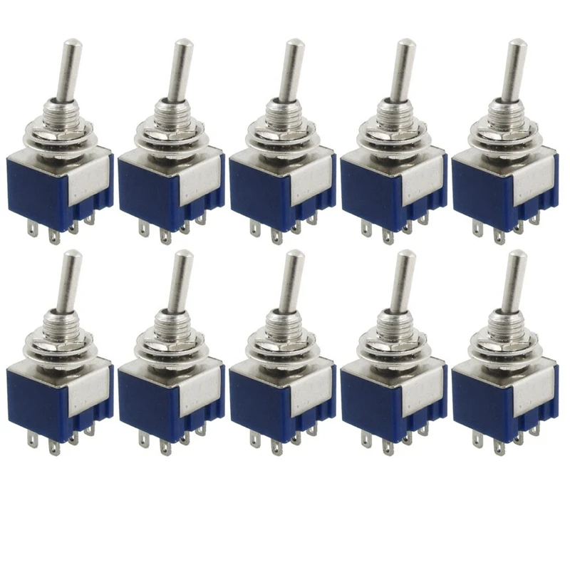 

10 Pcs AC 125V 6A Amps ON/ON 2 Position DPDT Toggle Switch Can be used on low voltage or high voltage circuits ideal for switch