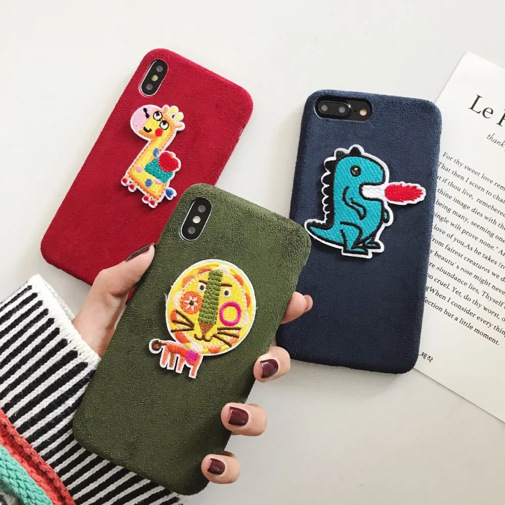 

KESTUCNE Deluxe Fleece Mobile Phone Case for Apple iPhone XS Max XR X Case for iPhone 8 Plus 6 6S 7 Plus Embroidered Plush Cover