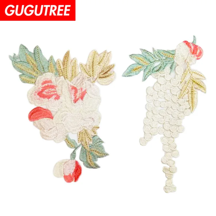 

GUGUTREE embroidery big grape patches flower patches badges applique patches for clothing ZM-145